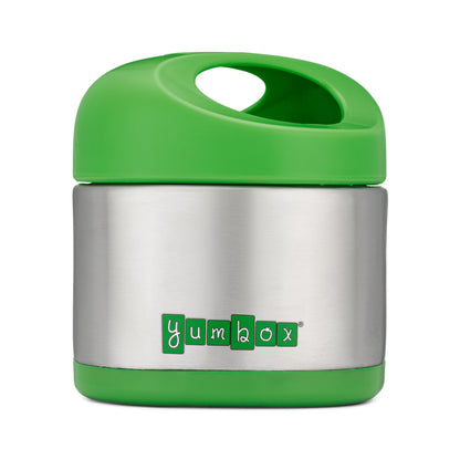 Yumbox Cubi Triple Insulated Stainless Steel Thermal Jar for Hot & Cold Lunches, Kids Size, Easy Open and Carry Handle, Unique Rounded Square Jar and Non-Slip design (Apple Green)