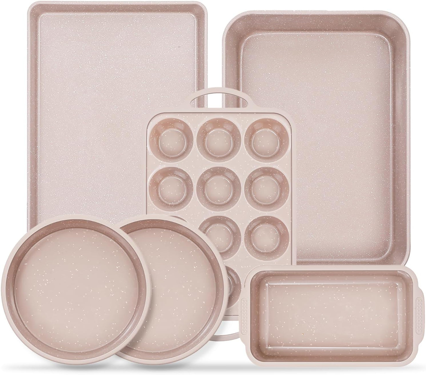 Vinino 6-Piece Nonstick Baking Pans Set - Includes Muffin, Loaf, Cake Pans & Roasting Pan