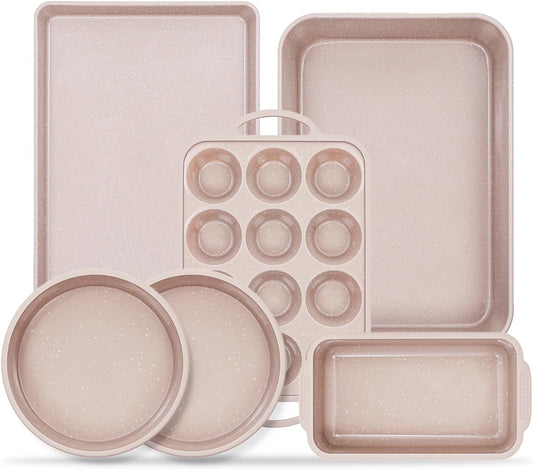 Vinino 6-Piece Nonstick Baking Pans Set - Includes Muffin, Loaf, Cake Pans & Roasting Pan