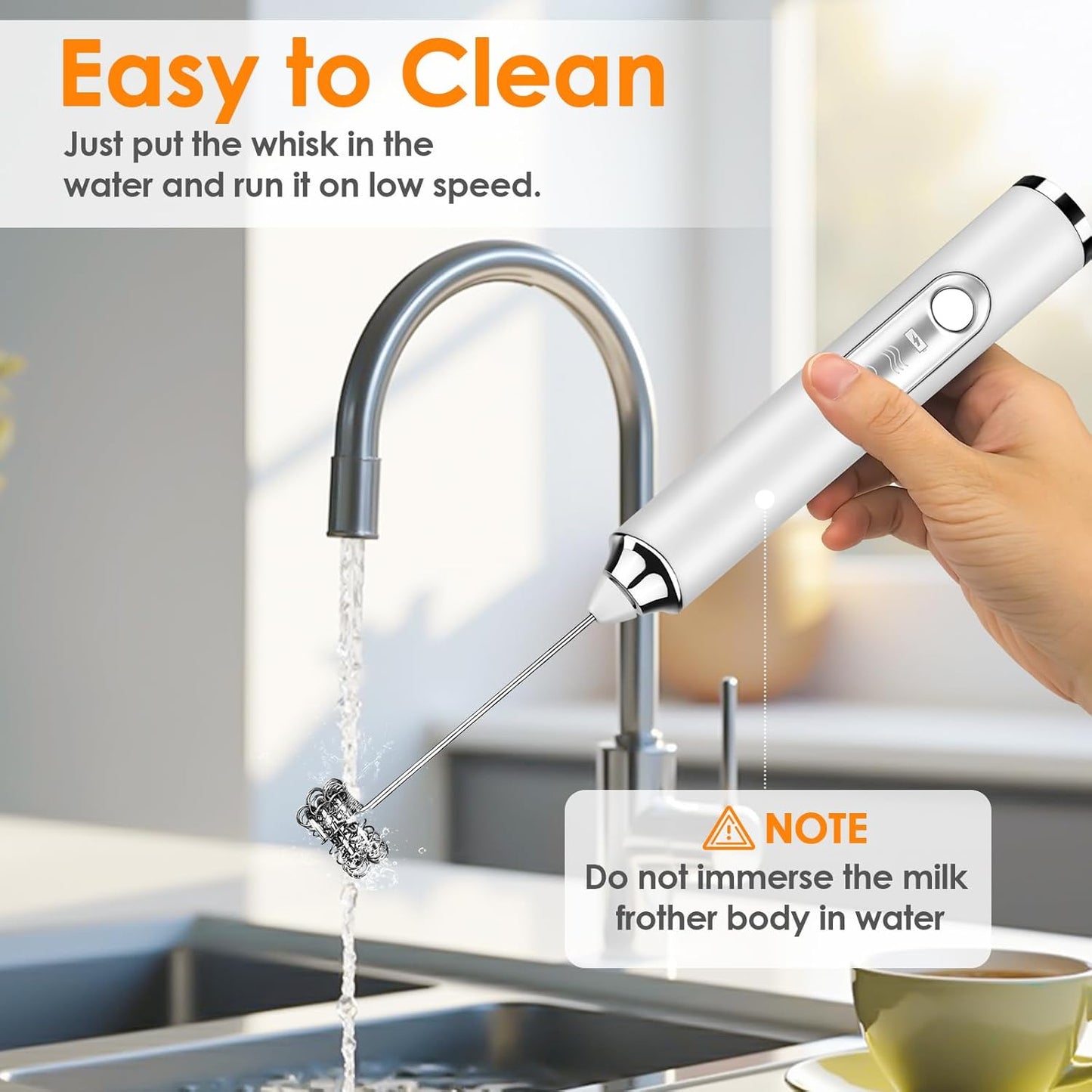 Skiennix Handheld Milk Frother - Rechargeable Electric Foam Maker with 3 Speeds & 2 Whisks | Ideal for Lattes, Cappuccino, Matcha