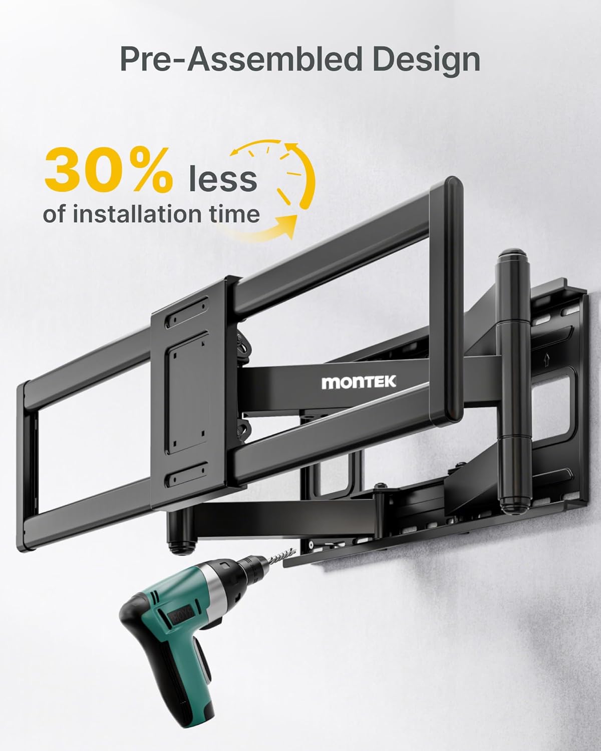 monTEK Heavy Duty XXL Full Motion TV Wall Mount - Fits 60-120 Inch TVs, Holds 265 lbs, Swivel & Tilt