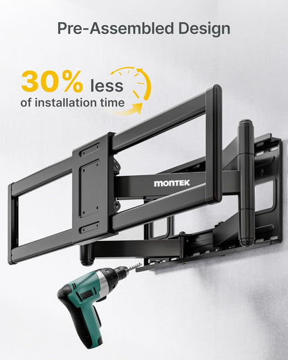 monTEK Heavy Duty XXL Full Motion TV Wall Mount - Fits 60-120 Inch TVs, Holds 265 lbs, Swivel & Tilt