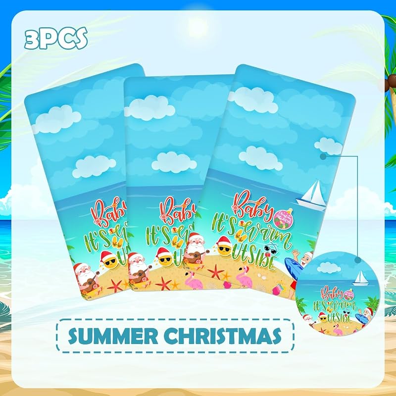 Disposable Christmas in July Tablecloth Set, 3 Pack 70x43 in – Summer Beach Party