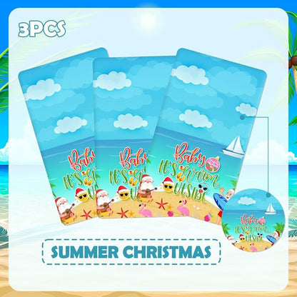 Disposable Christmas in July Tablecloth Set, 3 Pack 70x43 in – Summer Beach Party