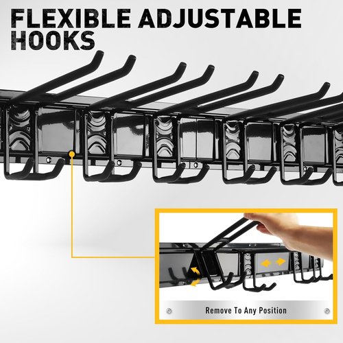 ELEAD Heavy Duty Garage Tool Organizer - 9 Pairs Wall Mount Hooks | 48 Inches, 730 lbs Capacity for Garden Tools