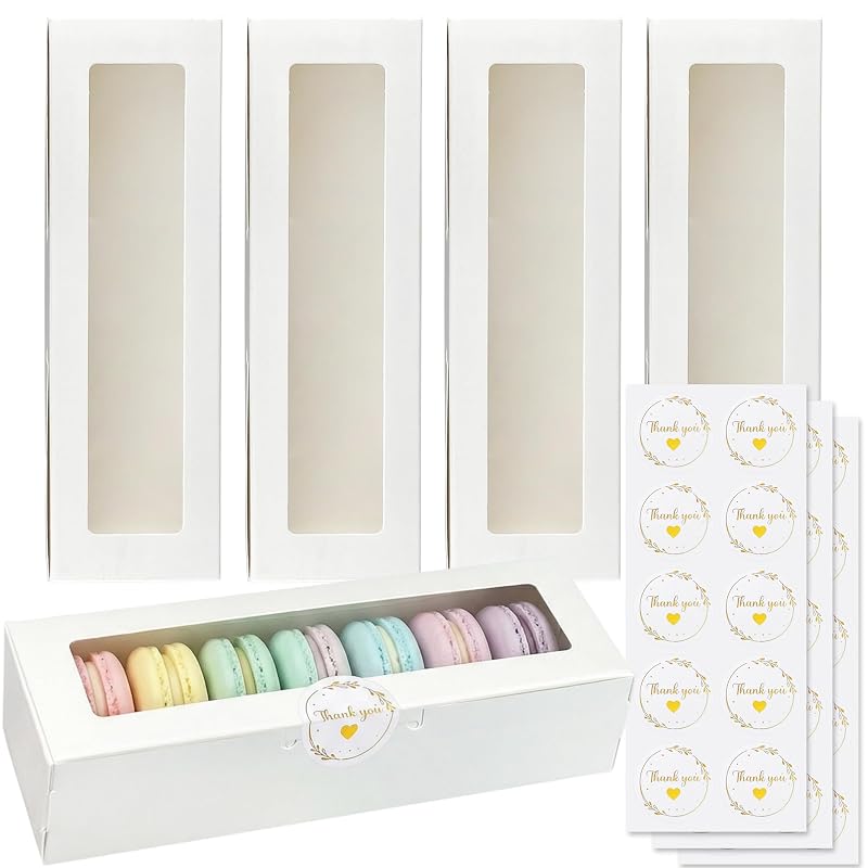 Keeparty 24-Piece White Macaron Boxes with Clear Window – Bakery Packaging Gift Boxes