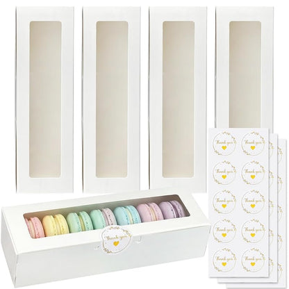 Keeparty 24-Piece White Macaron Boxes with Clear Window – Bakery Packaging Gift Boxes