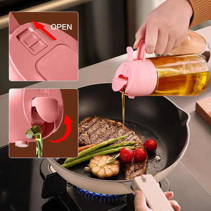 YARRAMATE Oil Sprayer - 16oz Food-Grade Olive Oil Dispenser for Cooking & BBQ | Pink Color