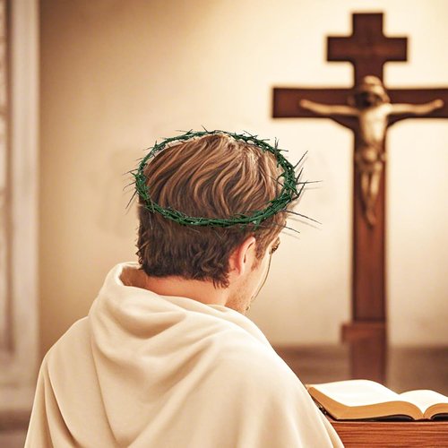 Crown of Thorns Set - 8 Pcs Religious Props for Good Friday Decor | Includes Thorn Crown, Nails & Whip