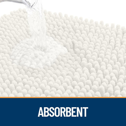 OLANLY Dog Door Mat - Absorbent Non-Slip Chenille Mat for Muddy Paws | 59x24 Inches, Ivory