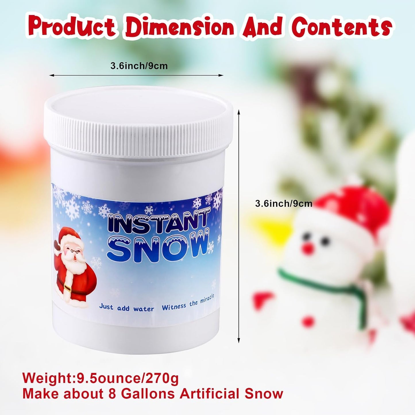 Skiennix Instant Snow Powder - Create 6-8 Gallons of Realistic Artificial Snow | Perfect for Winter Decor & Crafts