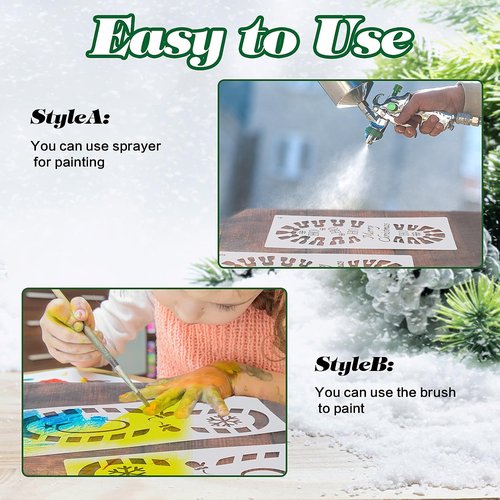FOIMAS Christmas Santa Footprint Stencil Set - 9 Large Elf Footprints & Snowflake Templates for Holiday Crafts