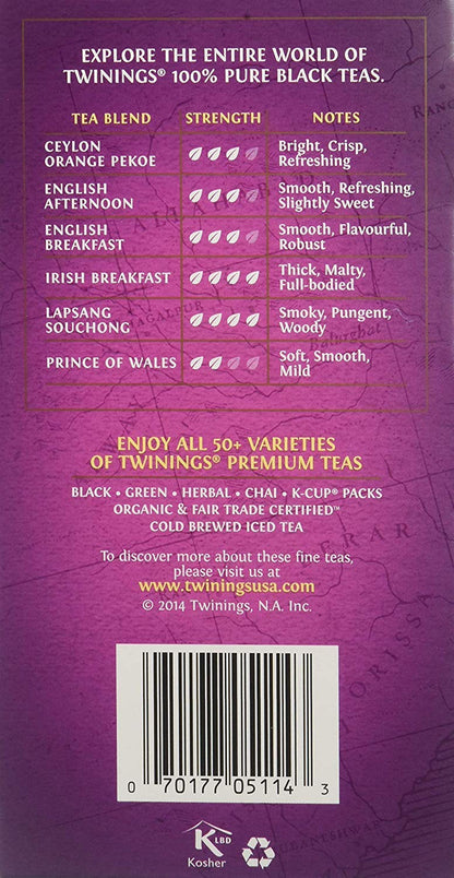 Twinings Darjeeling Tea - Delicate Dry Black Tea, Sophisticated Coffee Alternative | 50 Individually Wrapped Bags