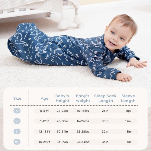 Yoofoss Baby Sleep Sack 6-12 Months Long Sleeve Wearable Blanket Baby 100% Cotton 2-Way Zipper 0.5 Tog Infants Sleeping Sack, Lightweight(Medium)