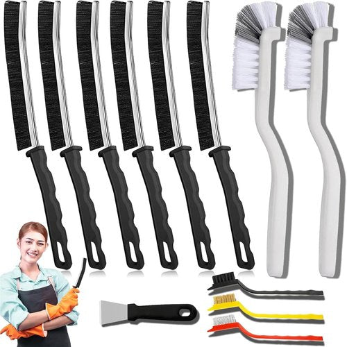 Crevice Cleaning Brush Set - Hard Bristle Gap Scrubber Tools for Bathroom & Shower | 12-Pack Essentials