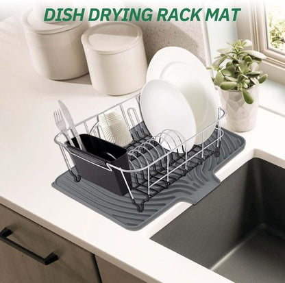 GUUKIN Dish Drying Mat - Easy Clean Kitchen Counter Pad | 17.7" x 11.8" | Multi-Functional Grey Design