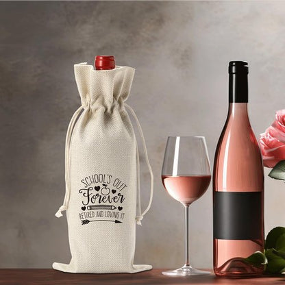 Funny Teacher Retirement Gifts for Woman Men Happy Retirement Party Decorations Retired Leaving Gifts for Teacher Teacher Appreciation Gifts Teacher Wine Bag