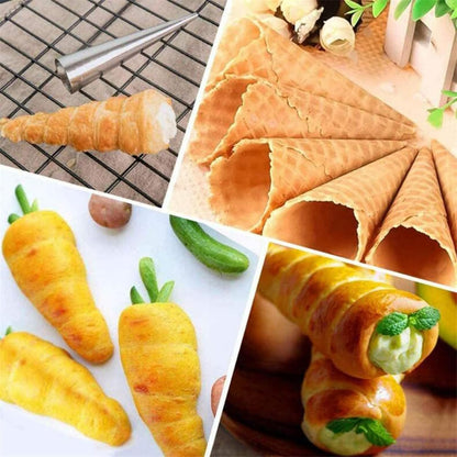 Skiennix 30 PCS Non-Stick Stainless Steel Cream Horn Molds - Large 5" Size for DIY Pastries & Desserts