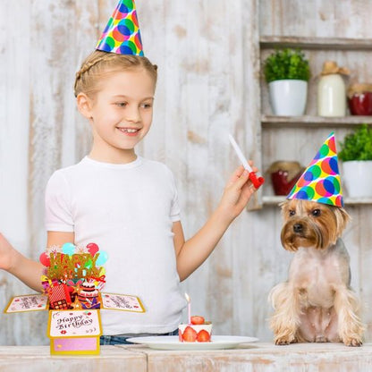 JY-King Happy Birthday Pop-Up Card - Colorful 3D Celebration Box for Adults & Kids | Perfect Handmade Gift