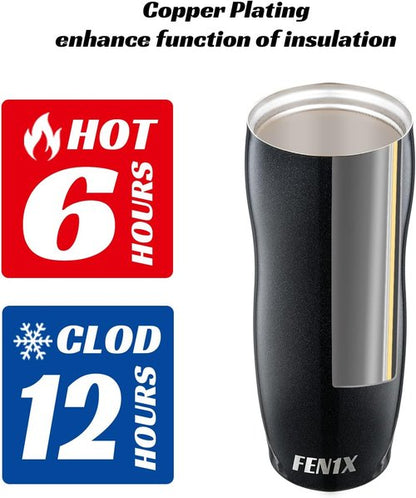 FEN1X Insulated Tumbler - 14 oz Stainless Steel Travel Coffee Mug with Leak-Proof Lid | Glitter Black