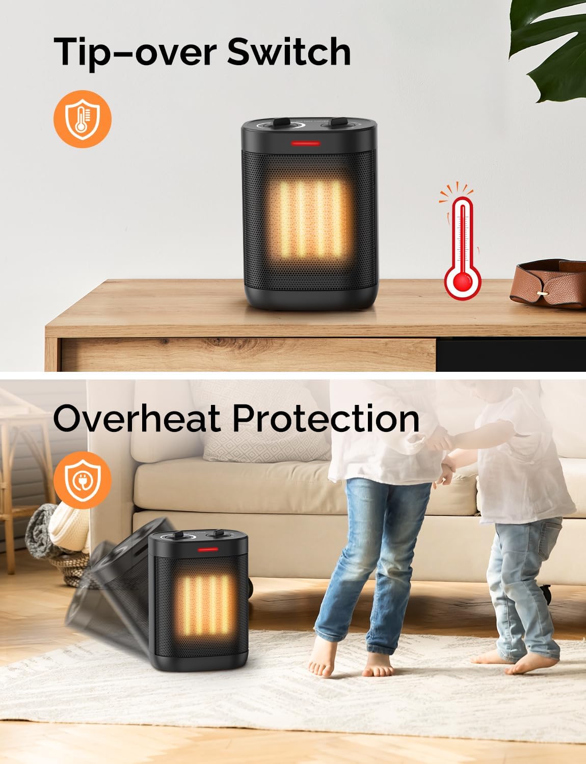 Skiennix 1500W Portable PTC Ceramic Space Heater - Indoor Use with Thermostat & Safety Features