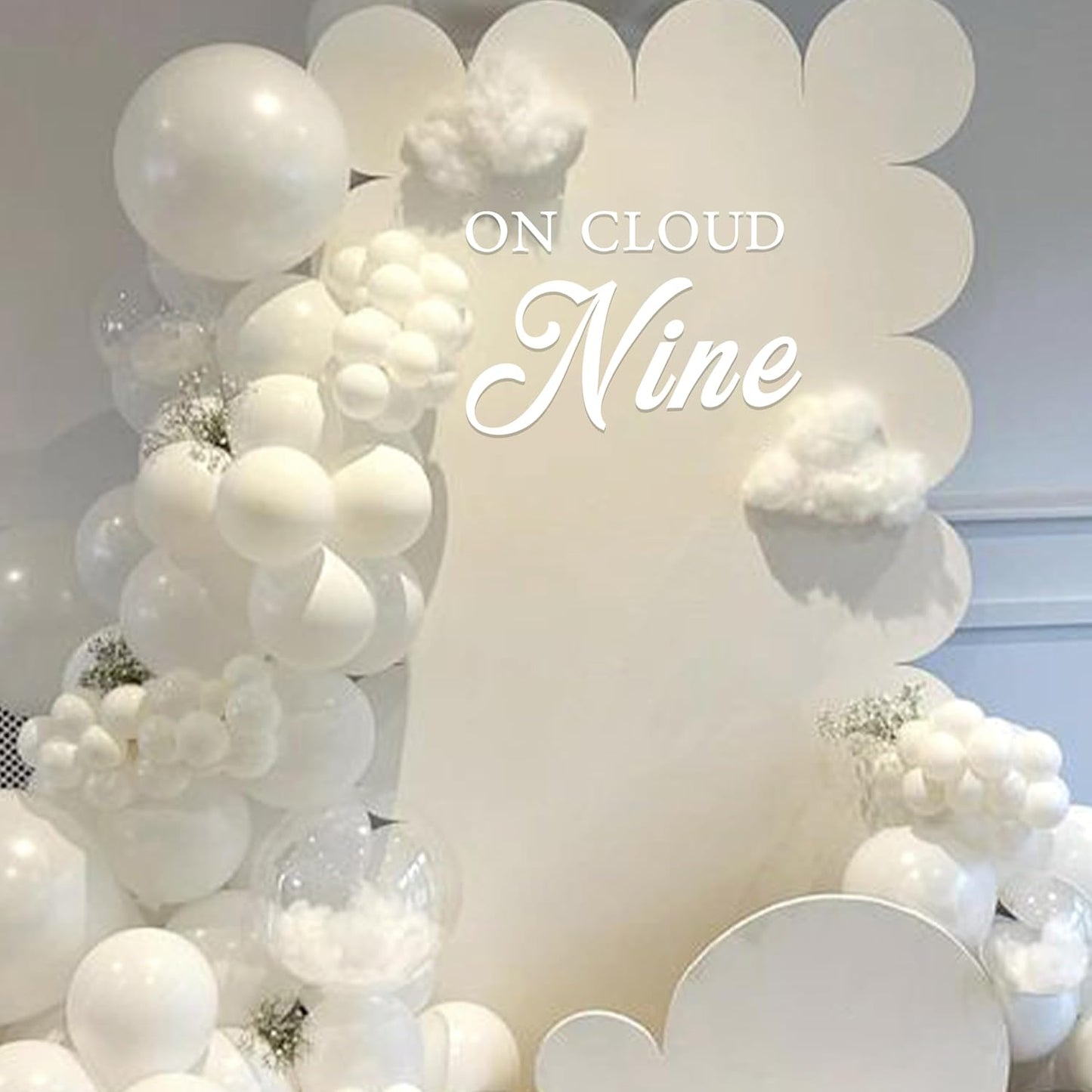 On Cloud Nine Baby Shower Decal Sign - Stylish Wall & Mirror Decor in White