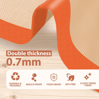 Silicone Baking Mat Set by [Brand Name] - Non-Stick, Heat-Resistant & Reusable | 3 Pcs for Cookies, Bread & Pastry - Orange