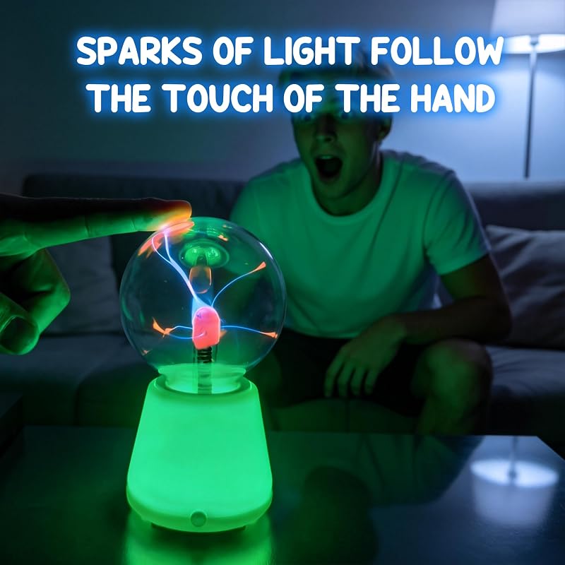 Plasma Ball 3 Inch Interactive Touch Globe with 7 Color LED Base