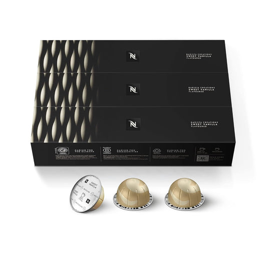 Nespresso Vertuo Sweet Vanilla Coffee Capsules - Medium Roast, 30 Count Pods for 7.8oz Brews