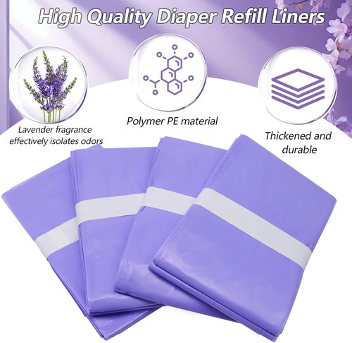Diaper Pail Refills Bags 4 Pack Compatible with Dekor Plus Diaper Pail Liners Diaper Refill Liners Holds up to 2320 Diapers