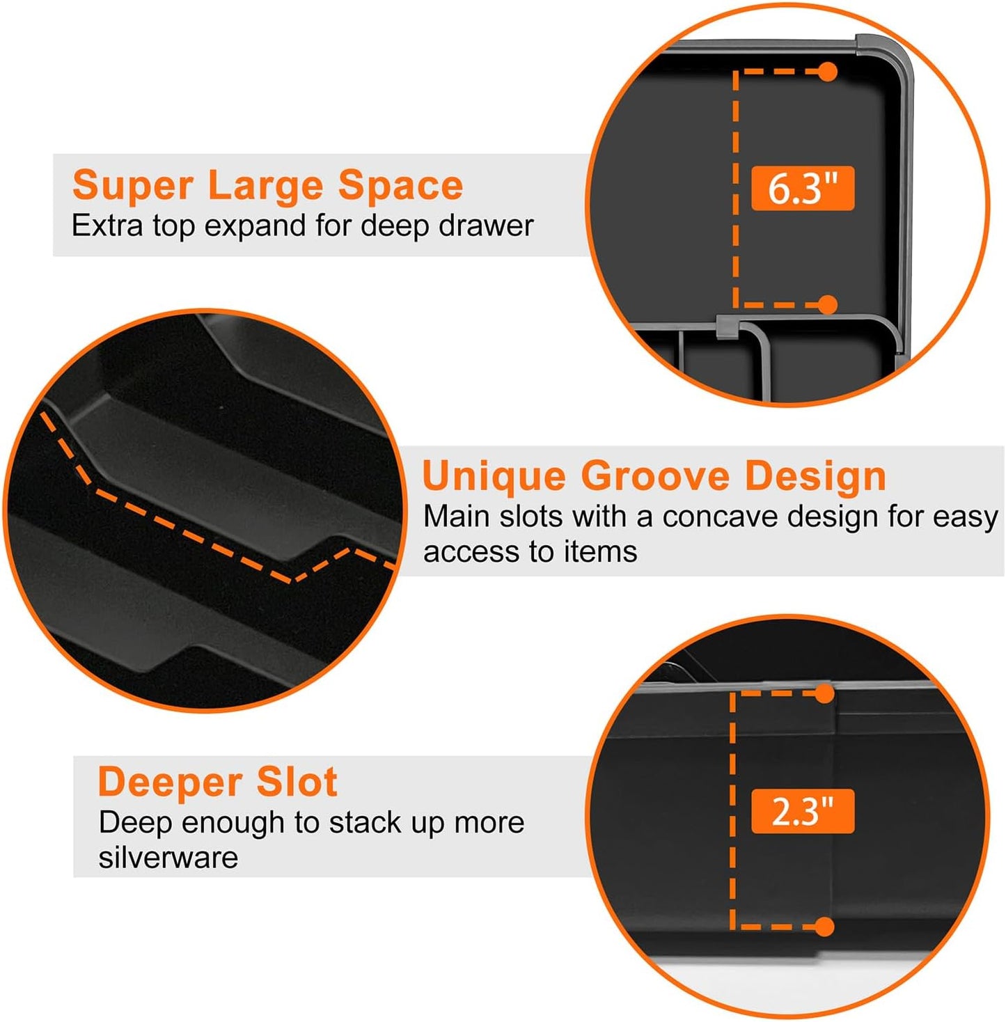 Spaclear Silverware Organizer - Expandable Utensil Drawer Storage | Adjustable Black Flatware Holder