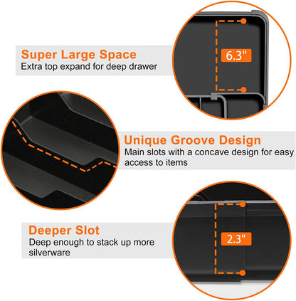 Spaclear Silverware Organizer - Expandable Utensil Drawer Storage | Adjustable Black Flatware Holder