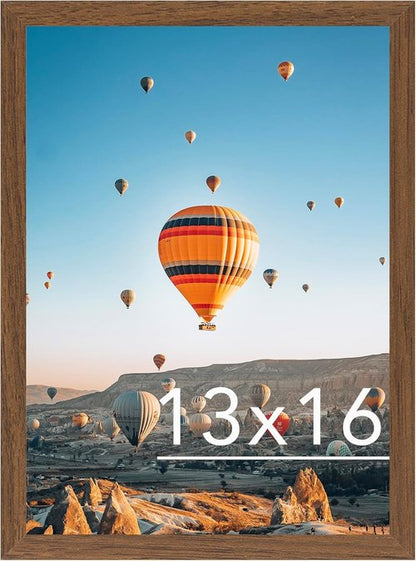 JCJMY 13x16 Picture Frame - Brown Wall Hanging Frame with Shatter-Resistant Plexiglass | Versatile Mounting Options