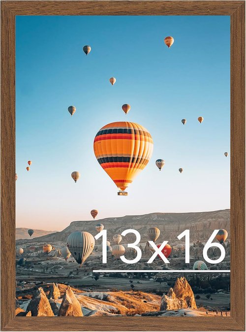 JCJMY 13x16 Picture Frame - Brown Wall Hanging Frame with Shatter-Resistant Plexiglass | Versatile Mounting Options