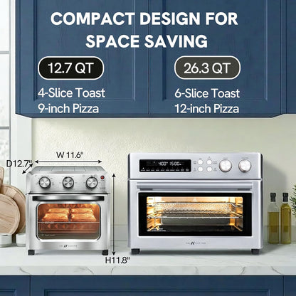 VAL CUCINA 6-in-1 Air Fryer Toaster Oven Combo - Compact 12.7 QT Convection Oven for 9" Pizza & 4 Toast
