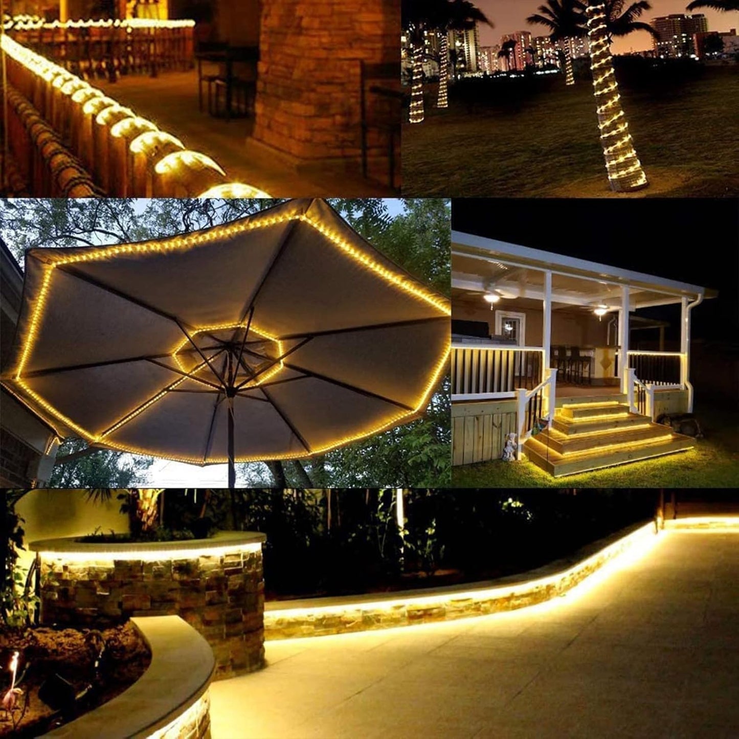 Skiennix 100ft LED Rope Lights - Waterproof, Flexible Tube Lighting with 8 Modes | Warm White for Indoor & Outdoor Use