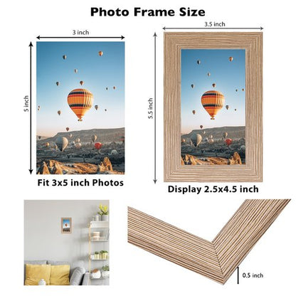 JCJMY 3x5 Picture Frame for Tabletop, 3 x 5 Photo Frame with Shatter Resistant Plexiglass, Sturdy 3 by 5 Poster Frame, Rustic Brown