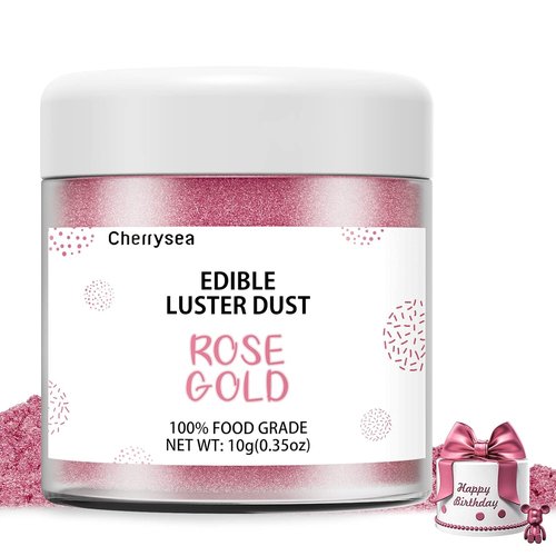 Cherrysea Edible Luster Dust - Rose Gold 10 Grams | Tasteless Food-Grade Cake Dust for Baking