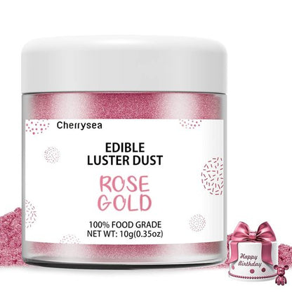 Cherrysea Edible Luster Dust - Rose Gold 10 Grams | Tasteless Food-Grade Cake Dust for Baking