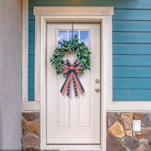 ABTOLS Patriotic Wreath Bows - Large Red, White & Blue Stars and Stripes for Indoor/Outdoor Decor