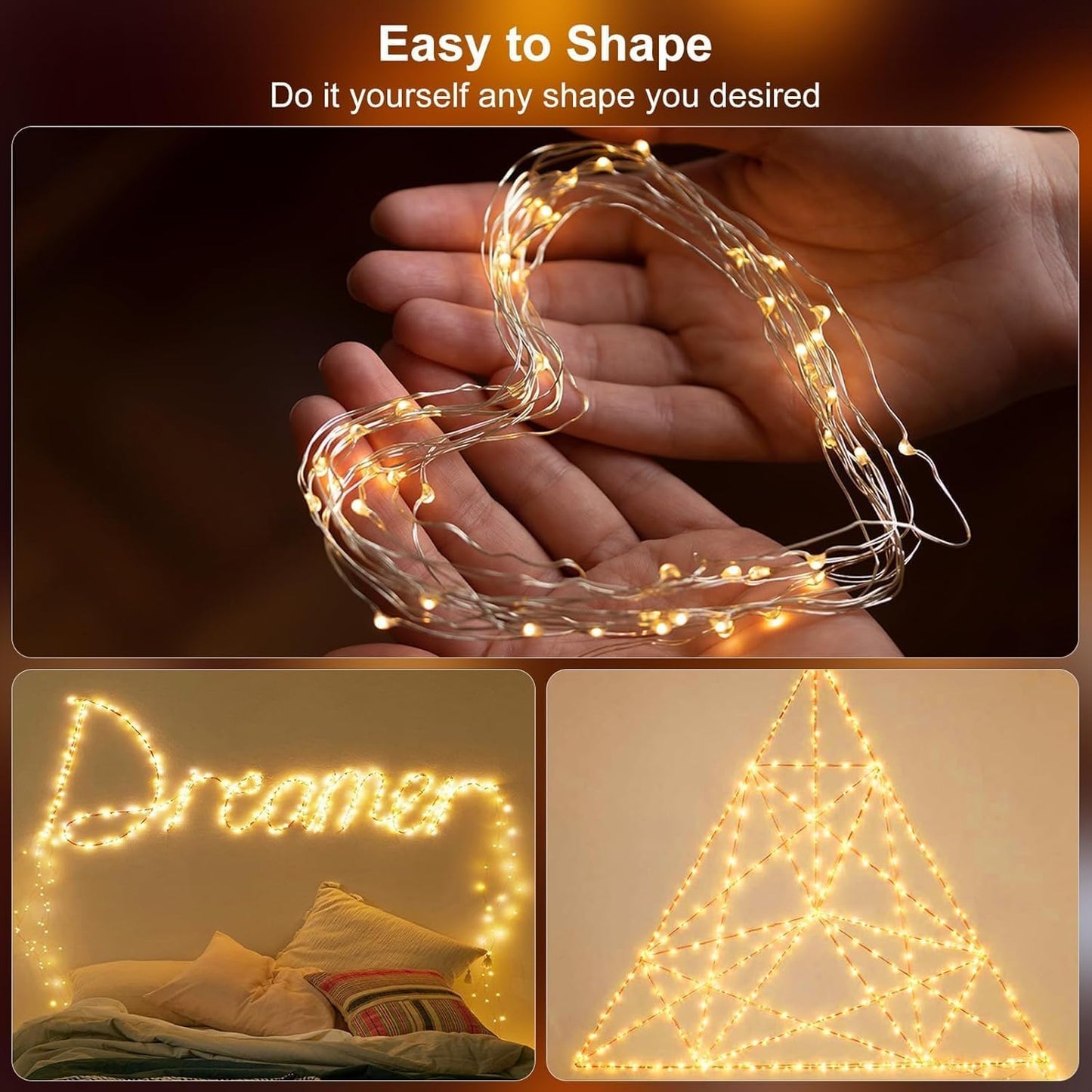Skiennix 20 Pack Fairy Lights - 7ft Battery Operated LED Twinkle Lights for DIY Crafts & Events | Warm White