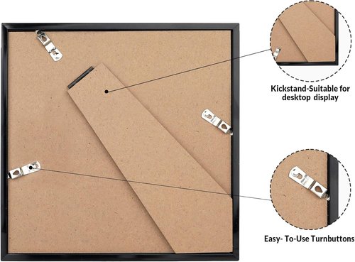 LaVie Home 3x3 Picture Frame - Classic Black Wall Display Frame with HD Plexiglas | Vertical & Horizontal Use