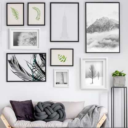 Wiscet 11x14 Picture Frame Set of 9 - Versatile Display for 8x10 or 11x14 Photos | Black Color