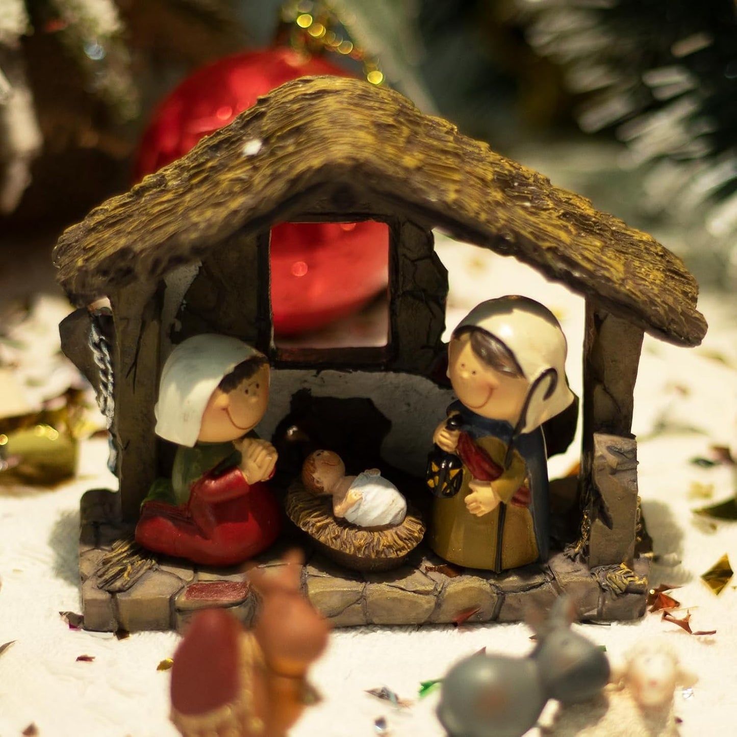 Nativity Figurines Set by Taman - 12 Resin Ornaments for Christmas Tabletop Decor | Holiday Gifts
