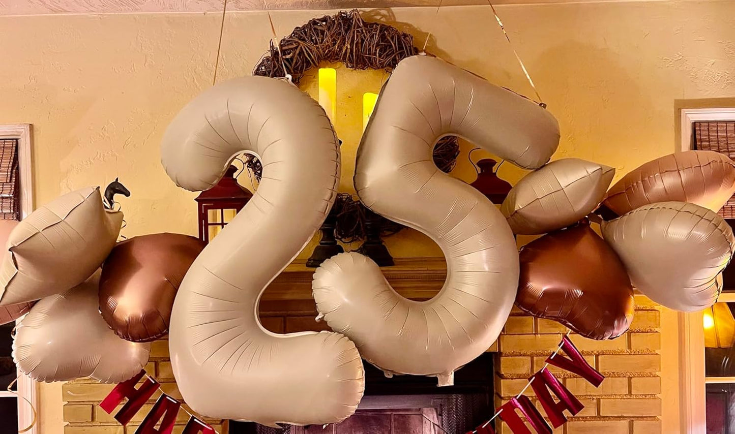 Skiennix 40-Inch Balloon Numbers - Light Brown 5th Birthday & Wedding Party Decor