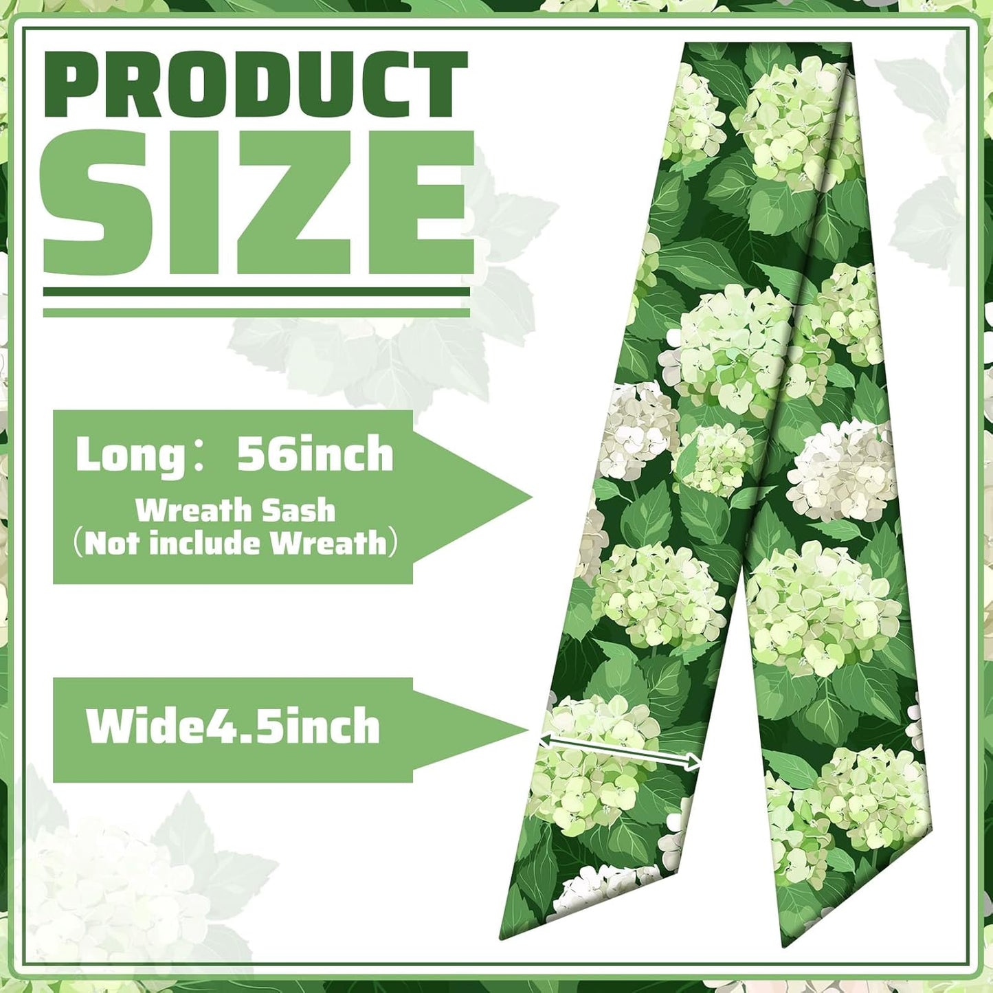 Skiennix Wreath Sash - Satin Blank Sash for Front Door Decor | Indoor/Outdoor Use (White & Green)