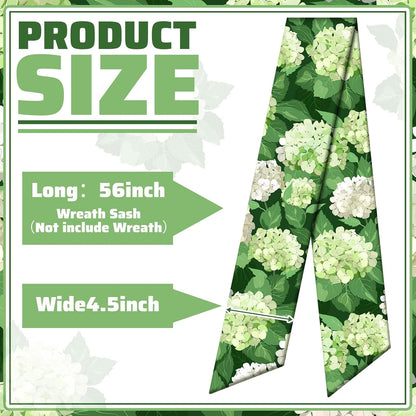 Skiennix Wreath Sash - Satin Blank Sash for Front Door Decor | Indoor/Outdoor Use (White & Green)