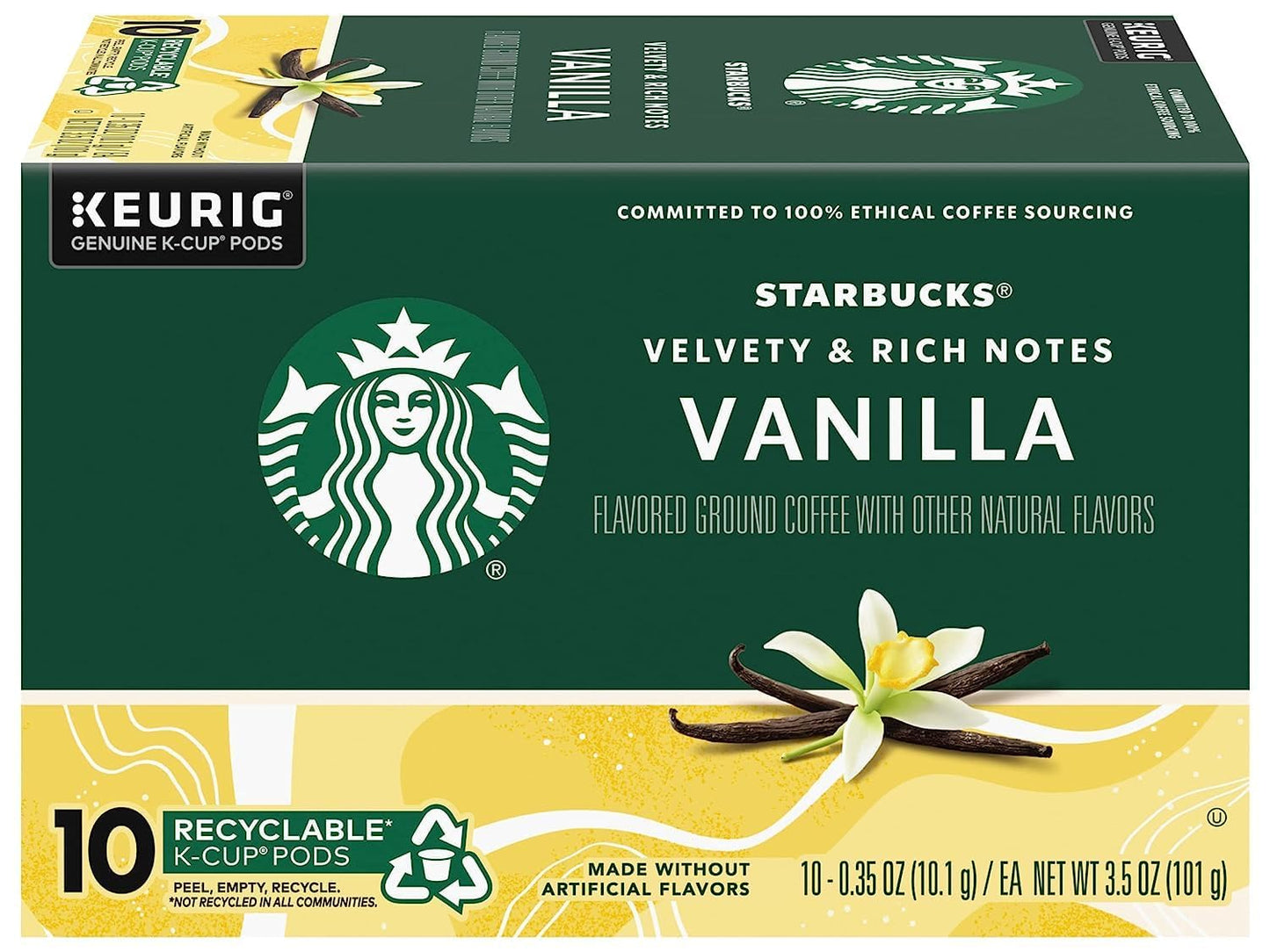 Starbucks Vanilla Flavored Coffee K-Cup Pods - Light Roast, 120 Count (12 Boxes)