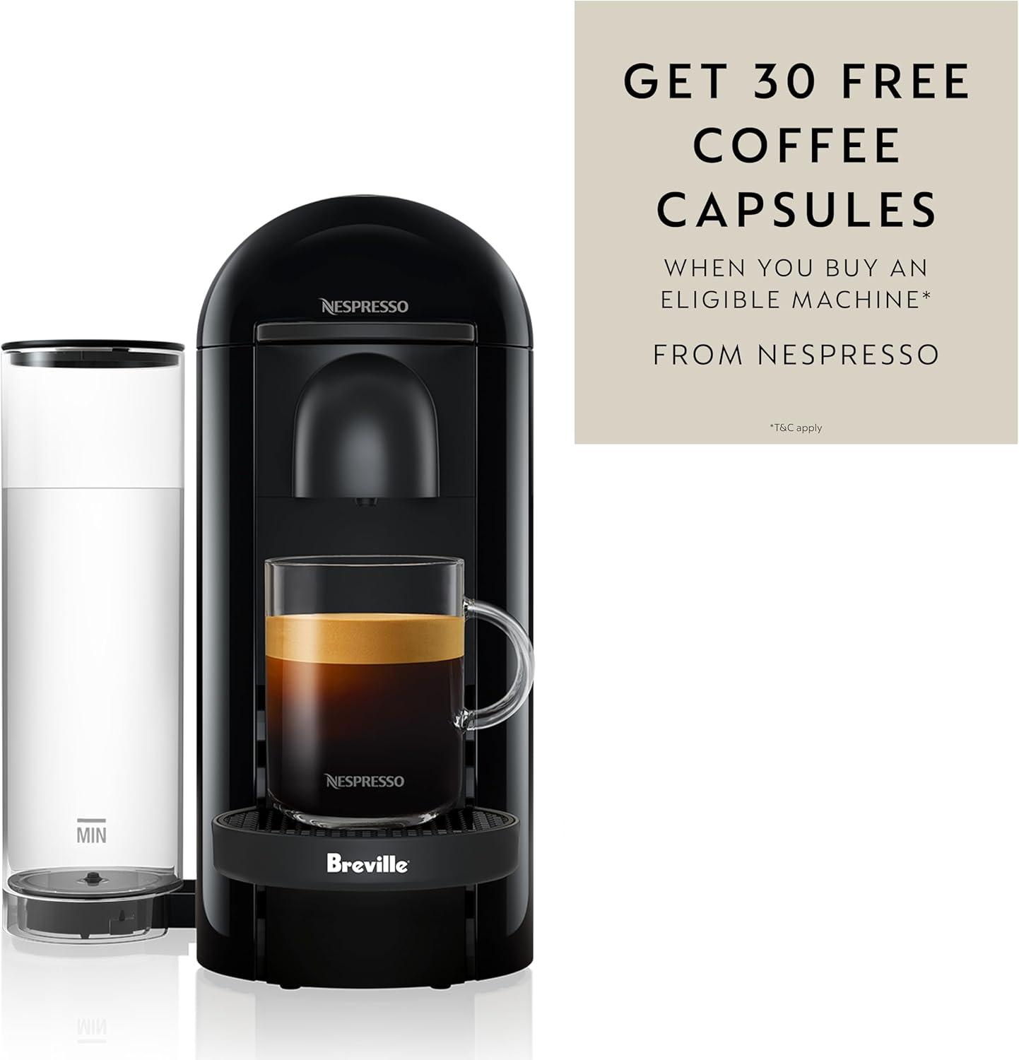 Breville Nespresso Vertuo Plus Coffee & Espresso Maker - Sleek Ink Black Design