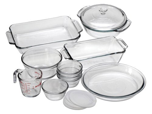 Anchor Hocking Complete Glass Bakeware Set (15 piece, tempered tough, pre-heated oven and dishwasher safe)